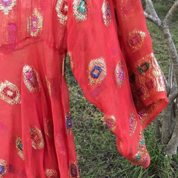 Vintage 90's Transparent Gauze "Fairy Top"  with Handkerchief Hem S/M - Picture 6 of 6